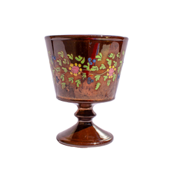 Copper Brown Lusterware Floral Footed Mini Dish
