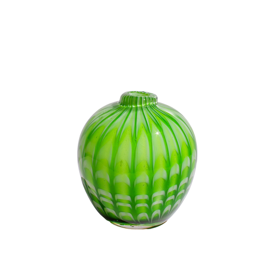 Mini Round Murano Green Zig Zag Vase