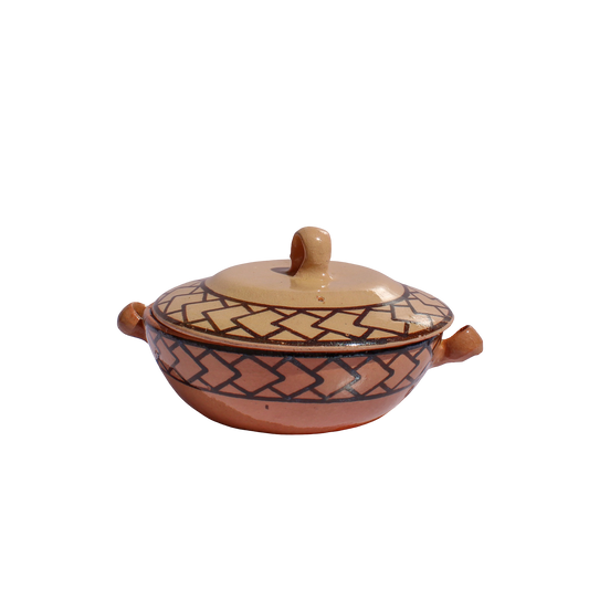 Mexican Beige and Brown Geometric Lidded Dish