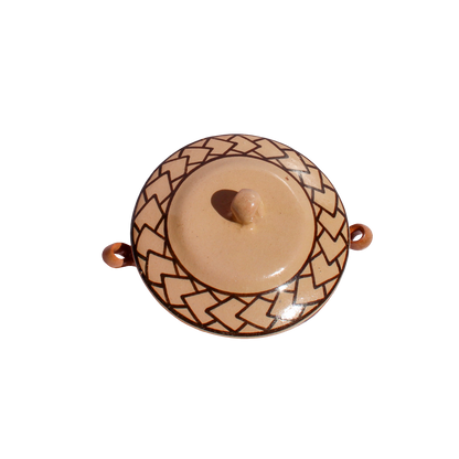 Mexican Beige and Brown Geometric Lidded Dish