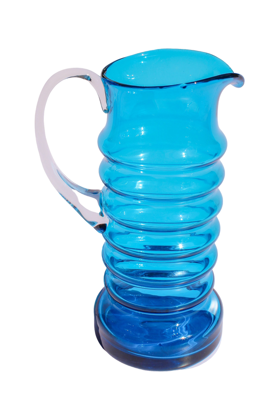 Karl Friedrich Blue Squiggle Glass Pitcher