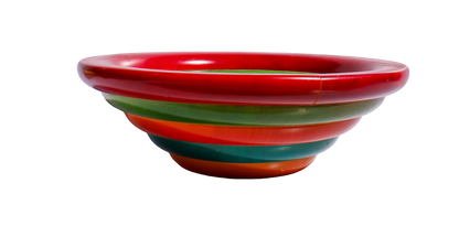 Manzoni Pietro Vintage Italian Multi Color Ring Wooden Salad Bowl