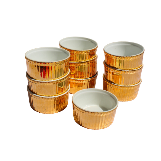Apilco France Cordon Bleu Golden Ceramic Souffle Ramekin - Set of 10