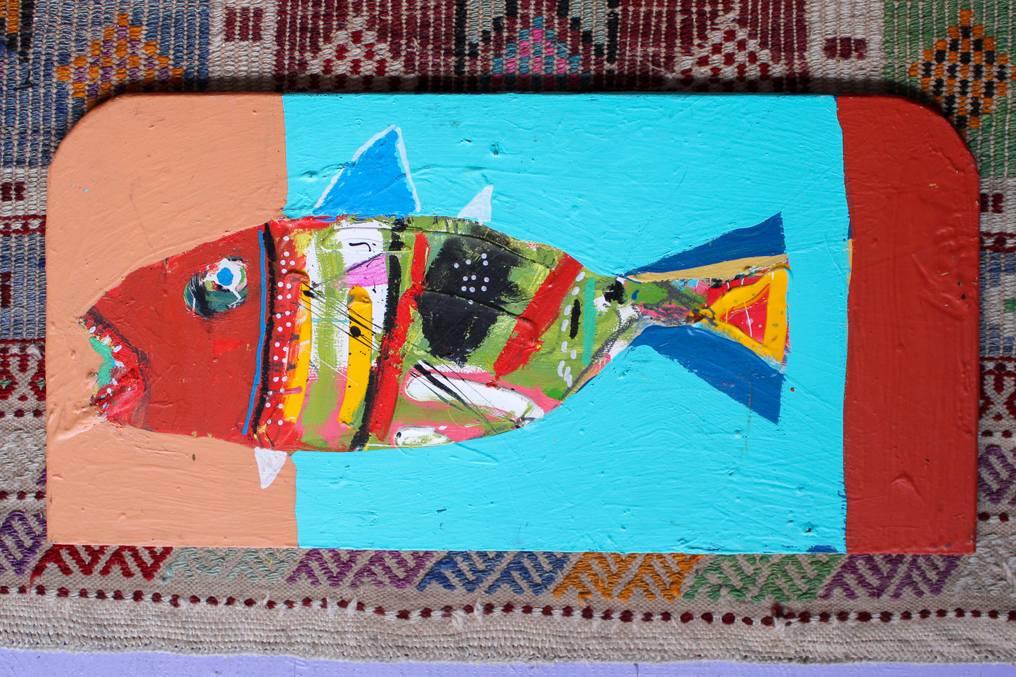 Wild Fish Painting on Panel Board