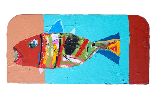 Wild Fish Painting on Panel Board