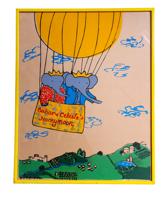 Vintage 1970s/1980s Framed Original Babar Poster