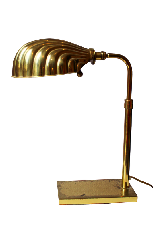 Mid Century Modern Brass Shell Desk Lamp