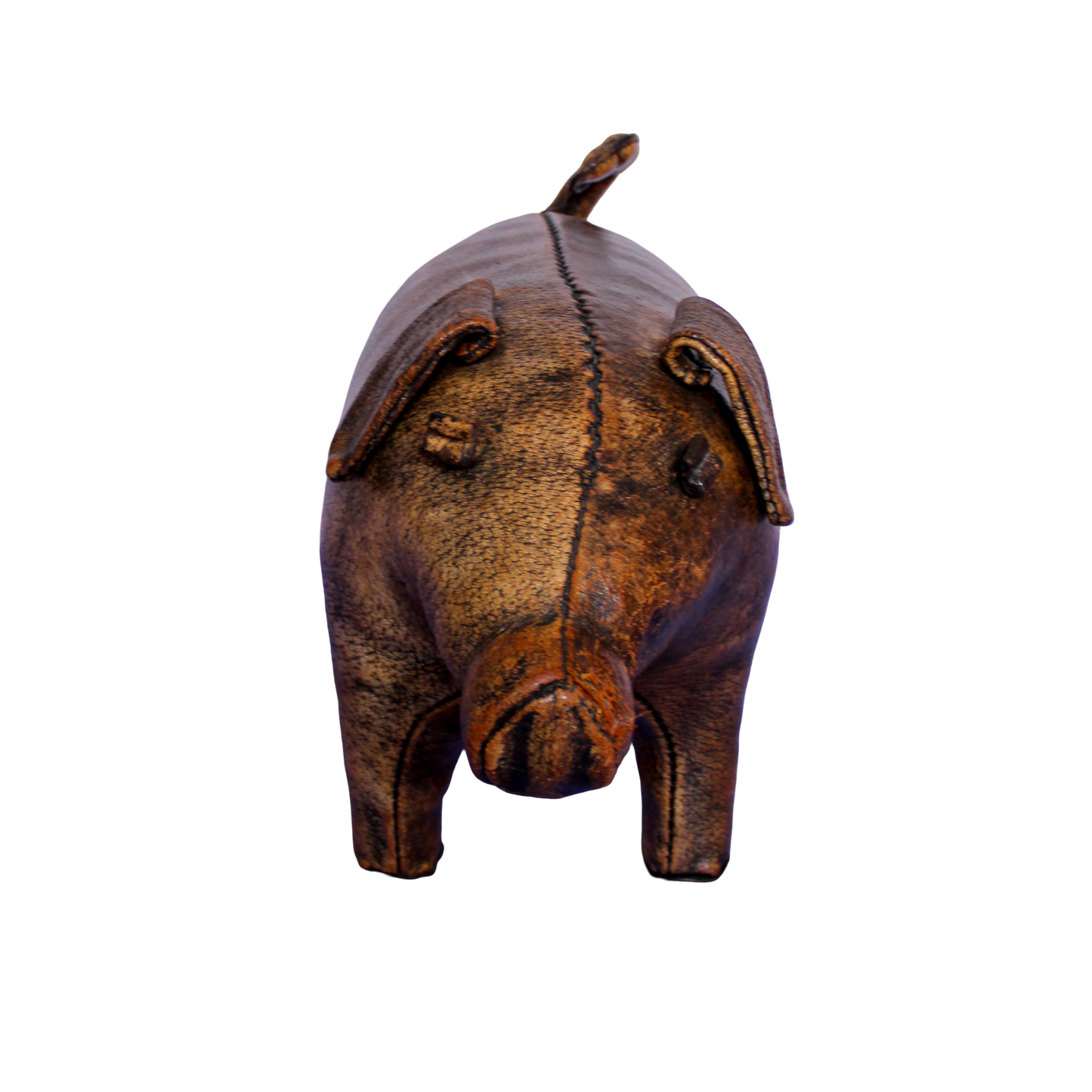 Vintage Omersa / A&F Distressed Leather Pig Footstool
