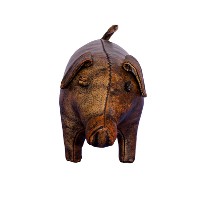Vintage Omersa / A&F Distressed Leather Pig Footstool