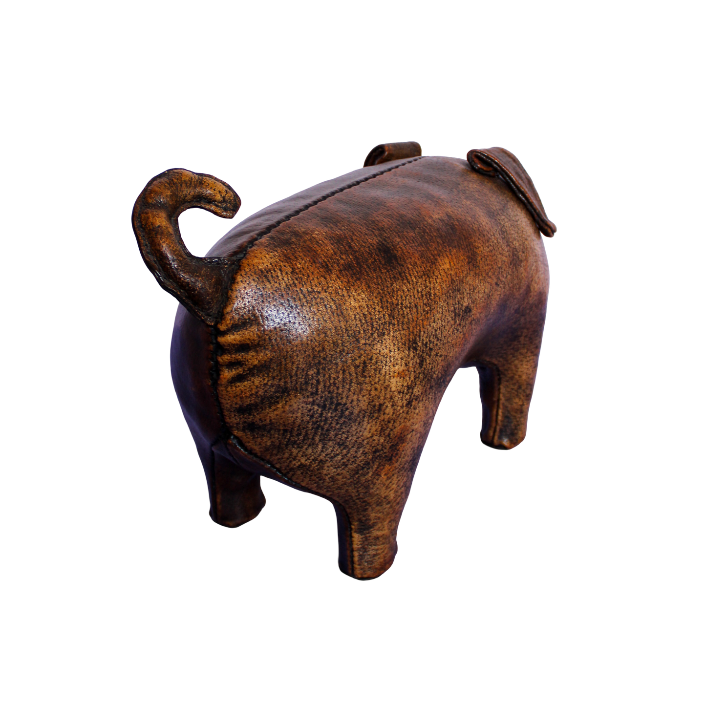Vintage Omersa / A&F Distressed Leather Pig Footstool
