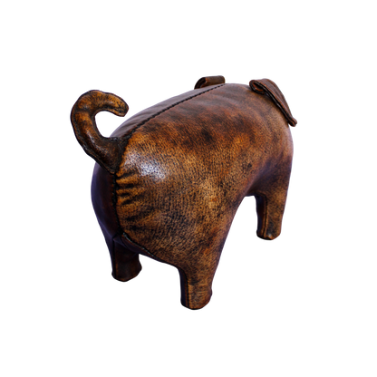 Vintage Omersa / A&F Distressed Leather Pig Footstool