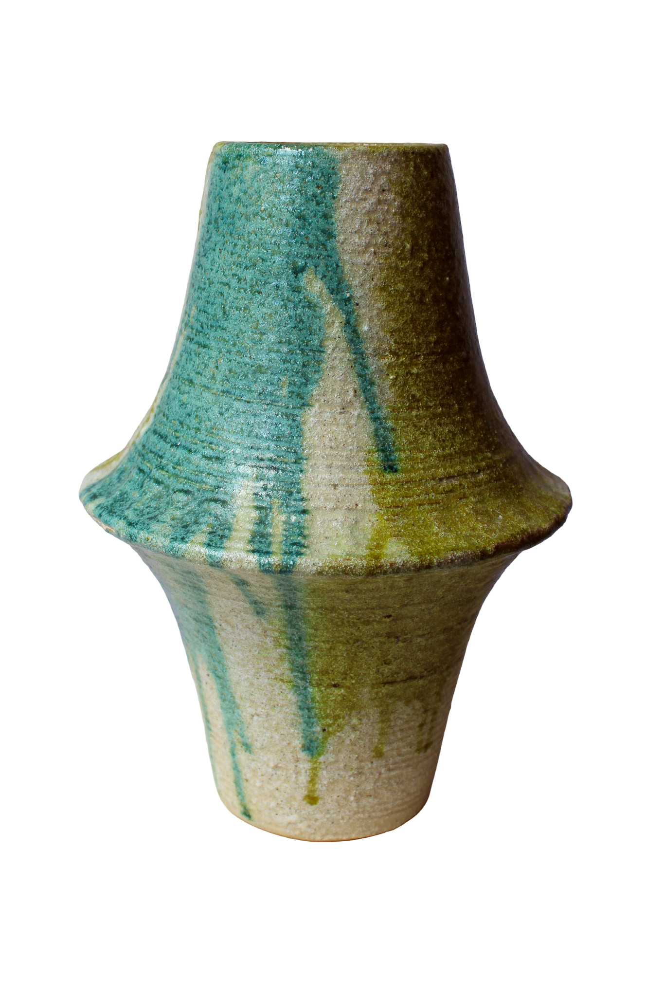 Mid Century Japanese Green Drip Pottery Vase