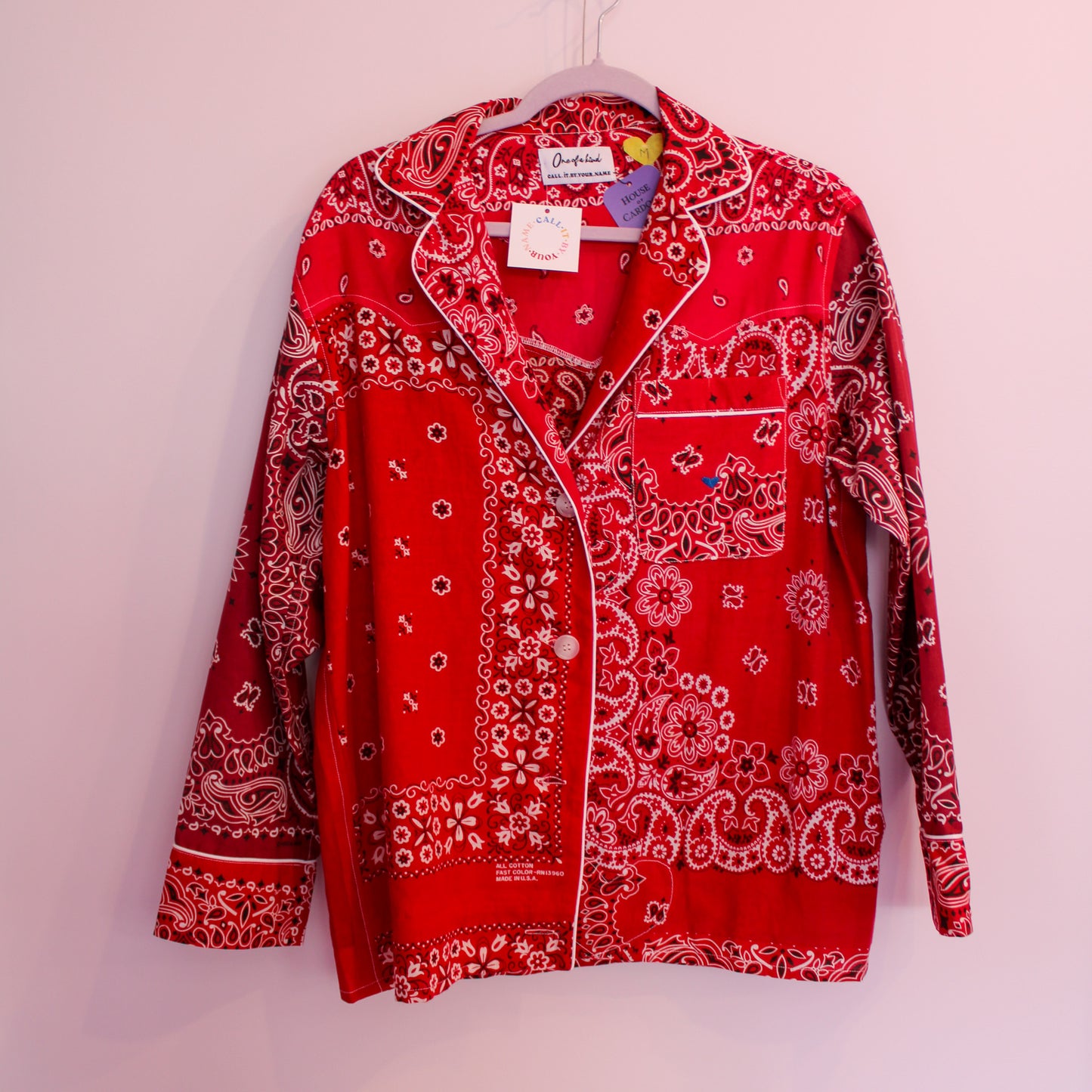 One of a Kind Patchwork Bandana Shirt - Red
