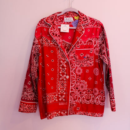 One of a Kind Patchwork Bandana Shirt - Red