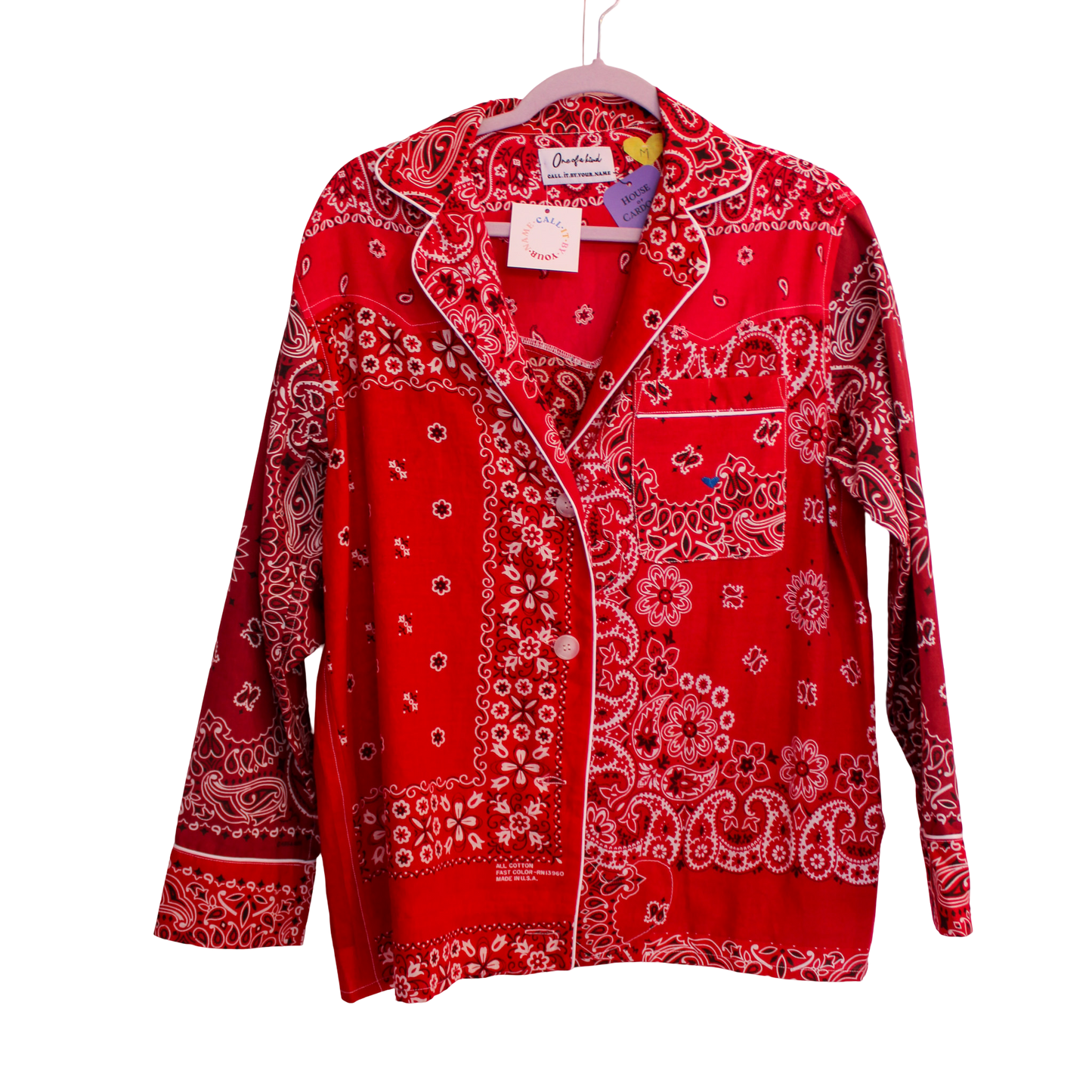 One of a Kind Patchwork Bandana Shirt - Red