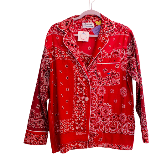 One of a Kind Patchwork Bandana Shirt - Red