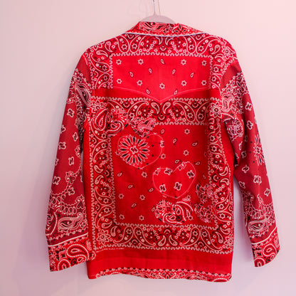One of a Kind Patchwork Bandana Shirt - Red