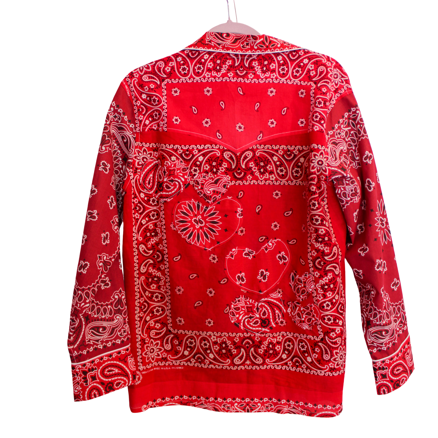 One of a Kind Patchwork Bandana Shirt - Red