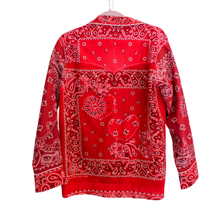 One of a Kind Patchwork Bandana Shirt - Red