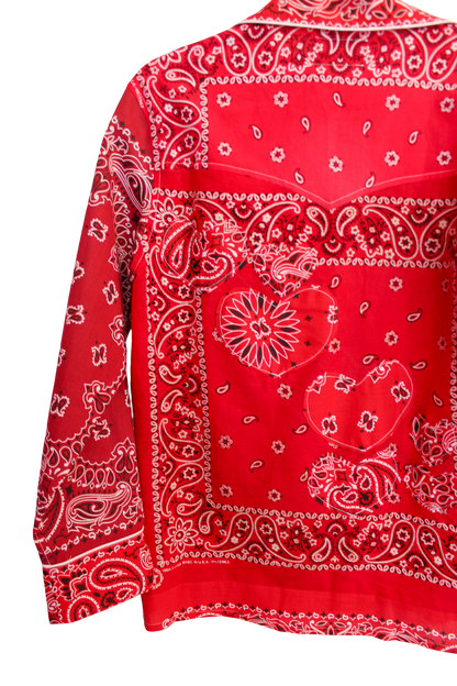 One of a Kind Patchwork Bandana Shirt - Red