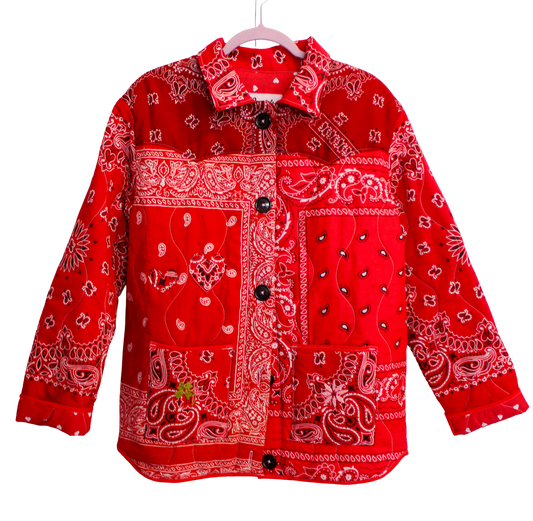 One of a Kind Quilted Bandana Jacket - Red No. 714