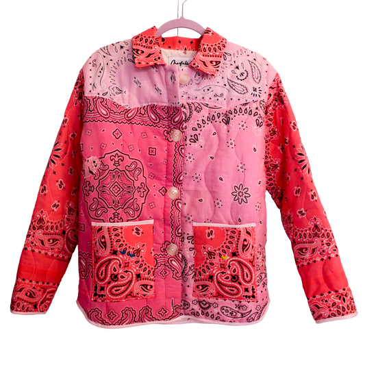 One of a Kind Quilted Bandana Jacket - Pink No. 742