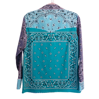 One of a Kind Patchwork Bandana Shirt - Blue