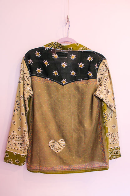 One of a Kind Patchwork Bandana Shirt - Green
