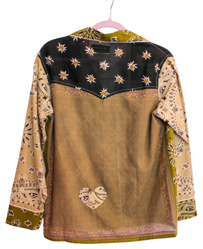 One of a Kind Patchwork Bandana Shirt - Green