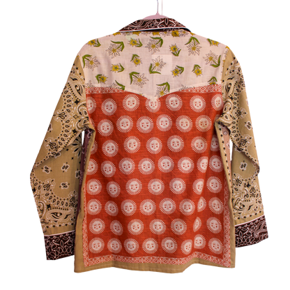 One of a Kind Patchwork Bandana Shirt - Beige