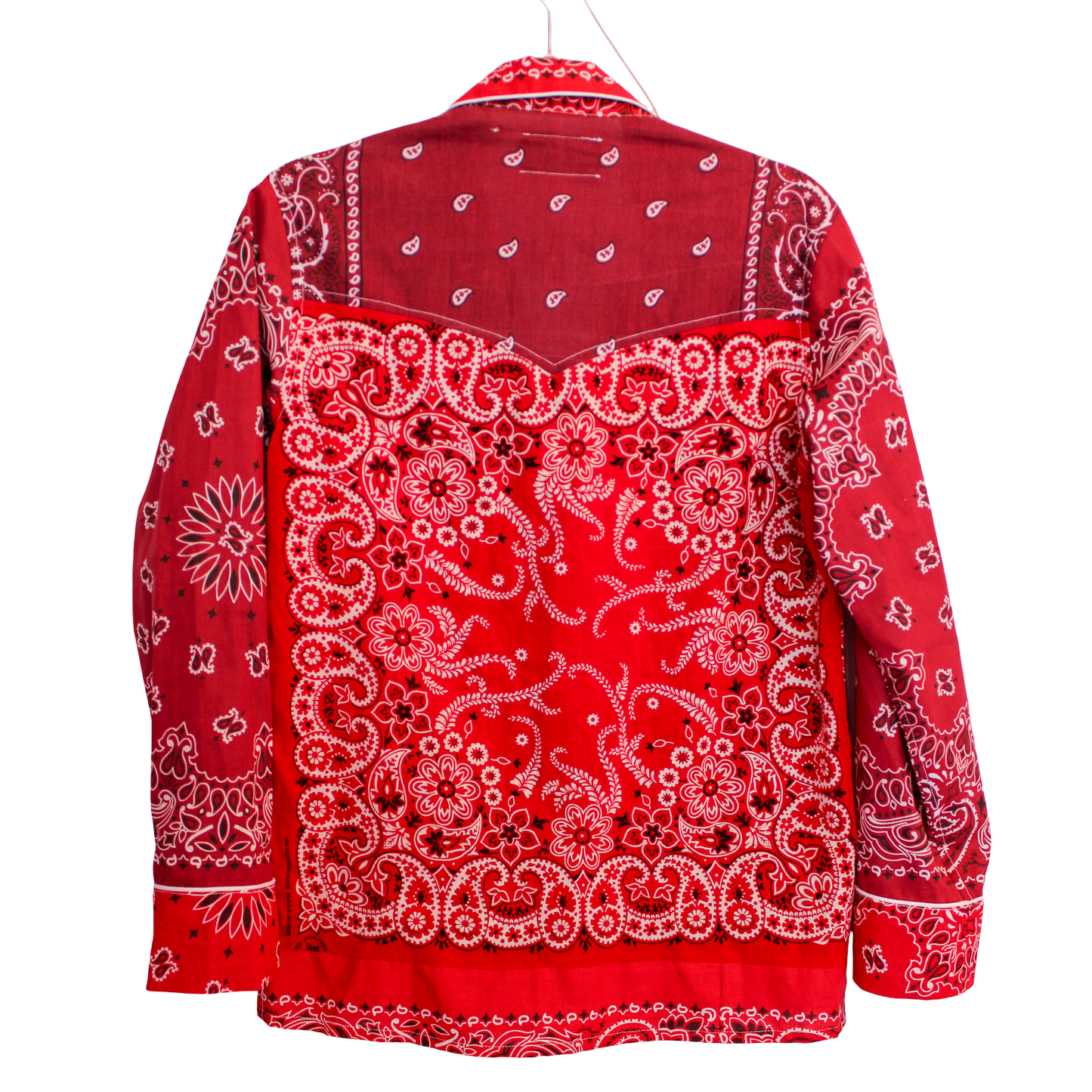 One of a Kind Patchwork Bandana Shirt - Burgundy/Red