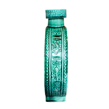 Mid-Century Aztec Calendar Bottle & 5 Shot Glasses