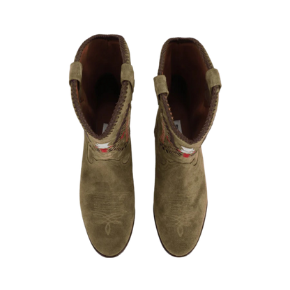 Midnight Inca Suede Cowboy Boots -  Chestnut/Multicolor