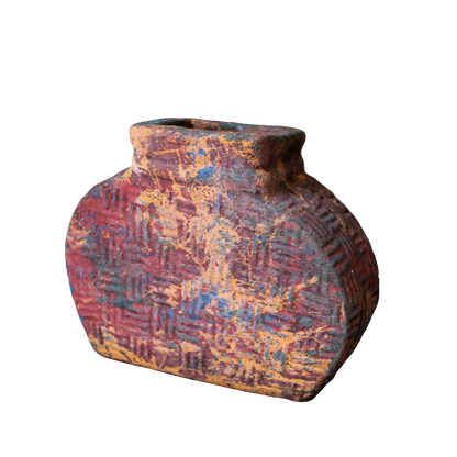 Crosshatch Pottery Vessel with Square Opening