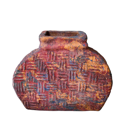 Crosshatch Pottery Vessel with Square Opening