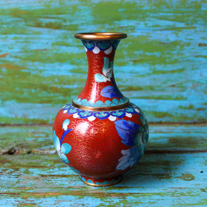 Brown and Blue Cloisonne Vase