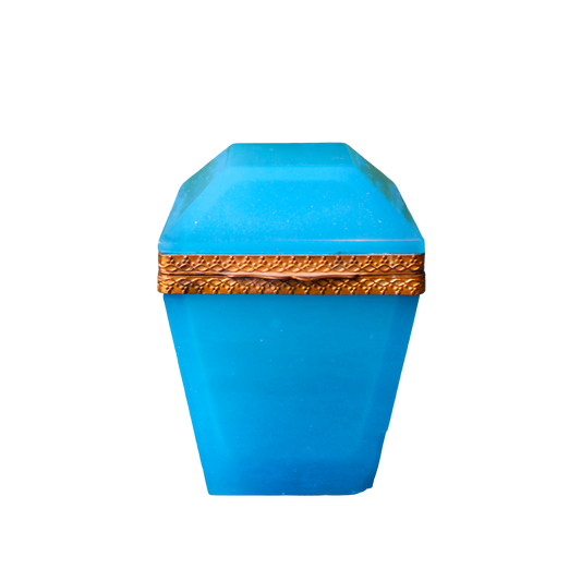 Blue Opaline Glass & Brass Lidded Box