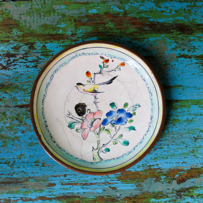 Cloisonne Mini Dish with Birds & Flowers