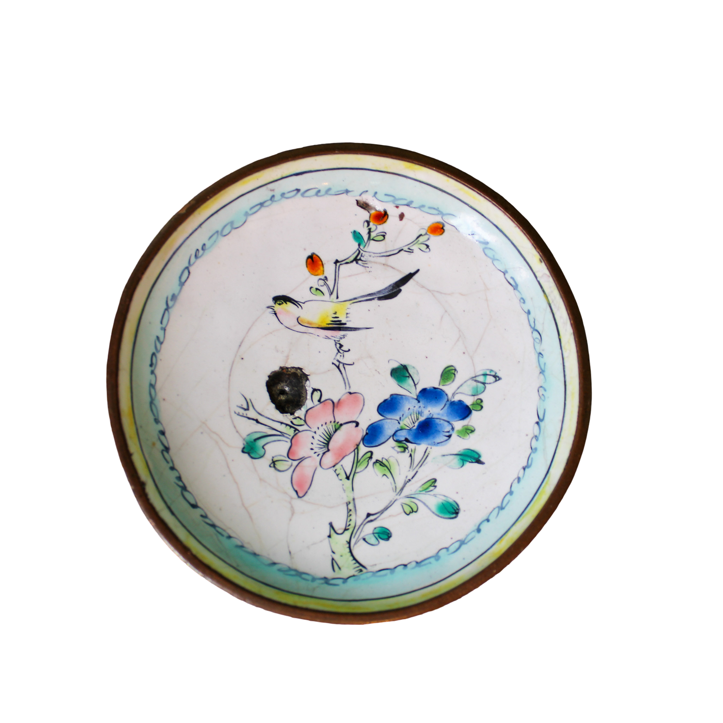 Cloisonne Mini Dish with Birds & Flowers