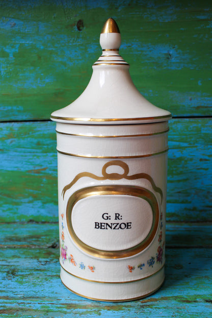 G: R: Benzoe Apothecary Jar