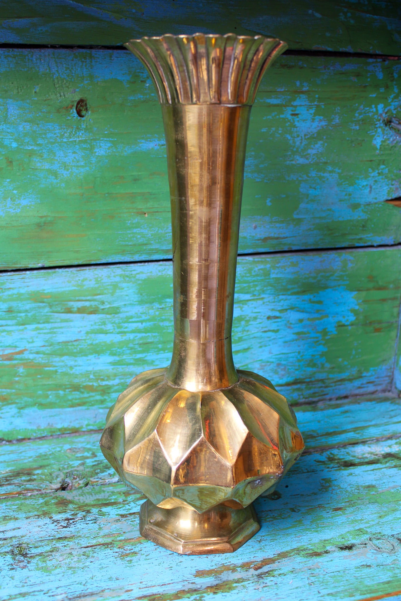Geometric Brass Tulip Vase