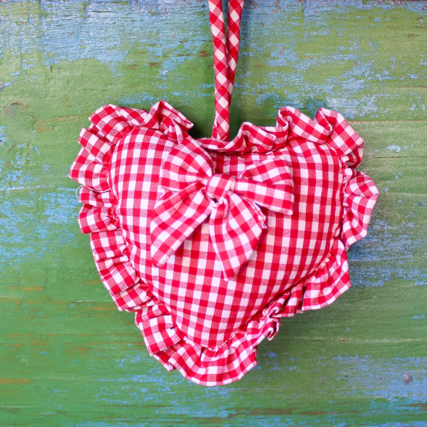 Gingham Ruffle Heart Ornament