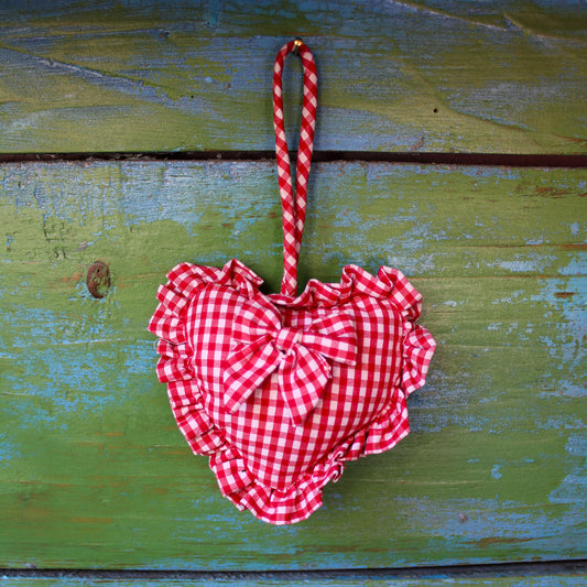 Gingham Ruffle Heart Ornament