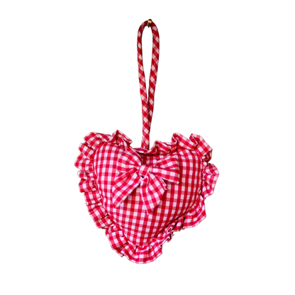 Gingham Ruffle Heart Ornament