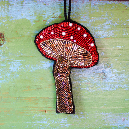 Beaded Mushroom Ornament