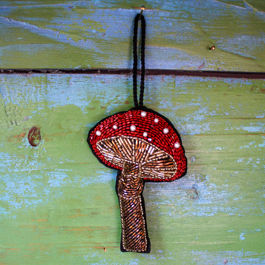 Beaded Mushroom Ornament
