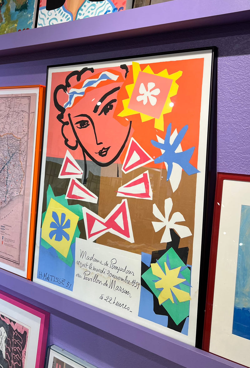 Framed Matisse Lithograph Poster after "Madame de Pompadour, Pavillon de Marsan, 1951"