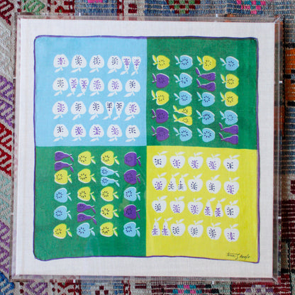 Framed Mid Century Handkerchief - "Apples & Pears"