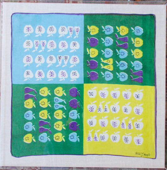 Framed Mid Century Handkerchief - "Apples & Pears"