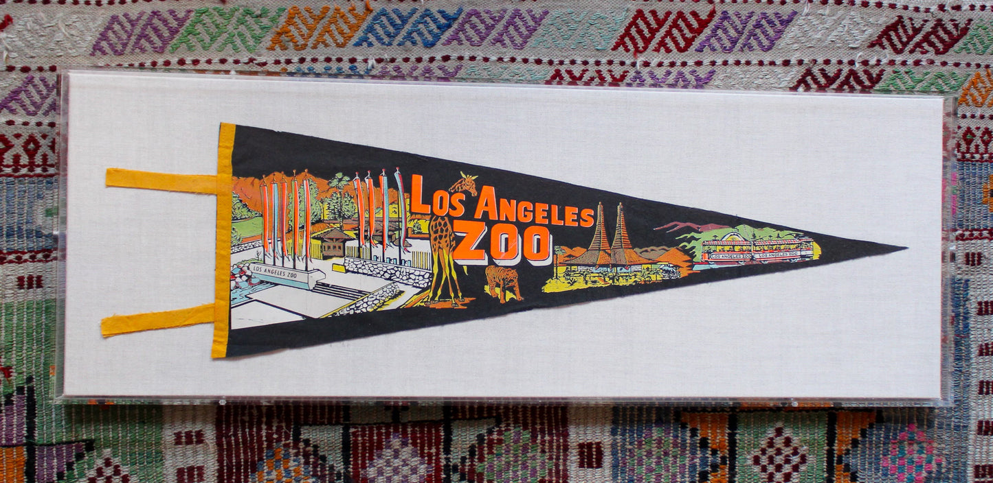 Framed Vintage Souvenir Pennant Flag - Los Angeles Zoo